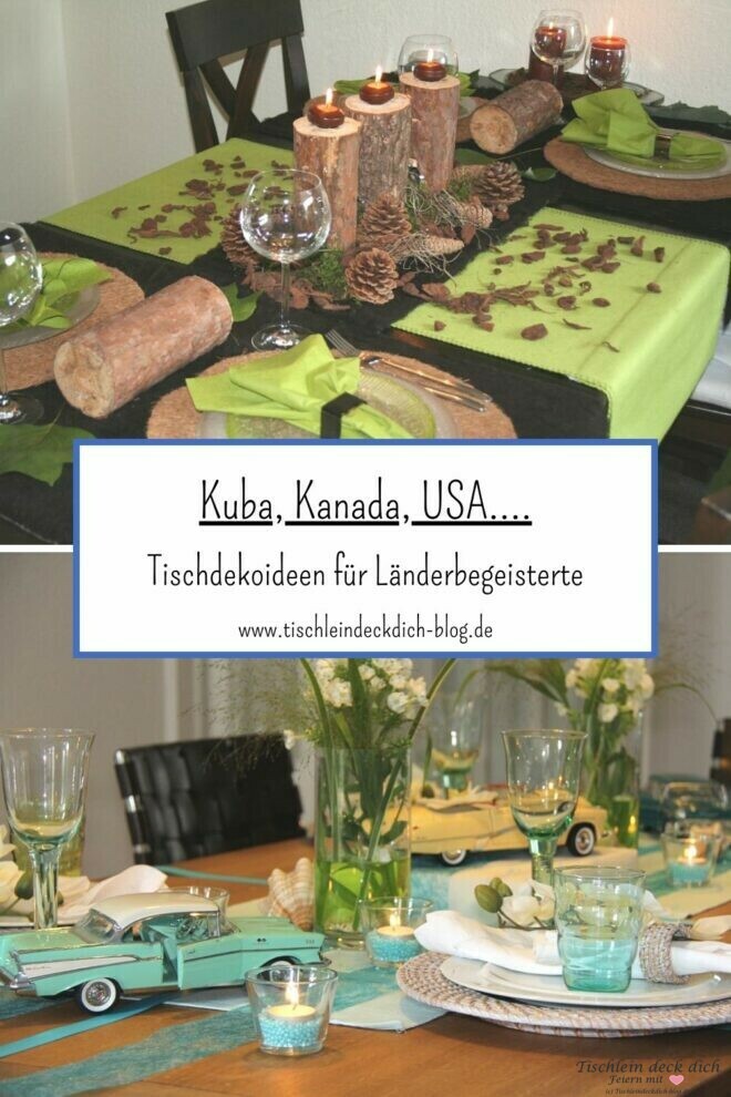 Tischdeko Kuba, Kanada USA und Myanmar