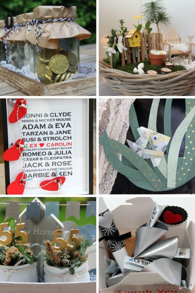 Unterschiedliche Geldgeschenke zum Nachbasteln für die Hochzeit oder den Geburtstag