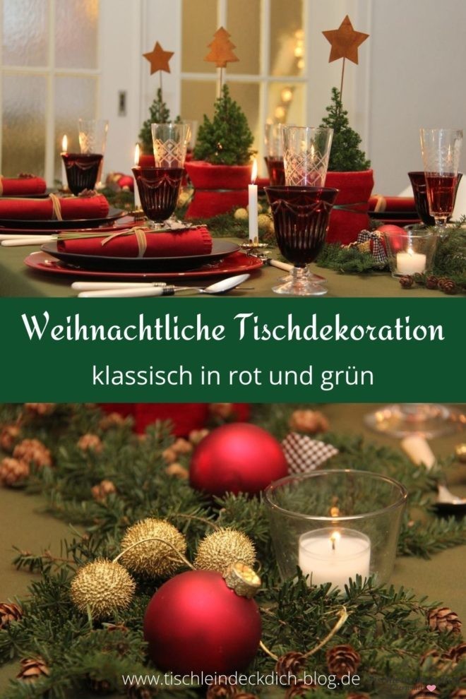 Weihnachtliche Tischdeko in rot grün