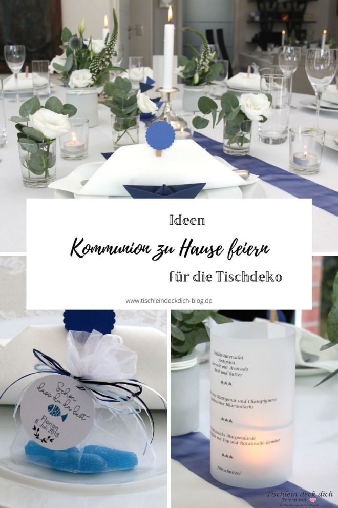 Kommunionsfeier Tischdeko blau