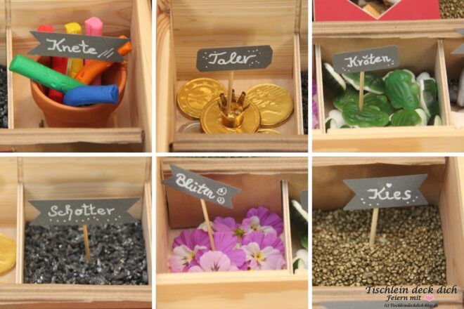 kreative Geldgeschenkidee mit Knete, Schotter, Taler, Kies und Blüten