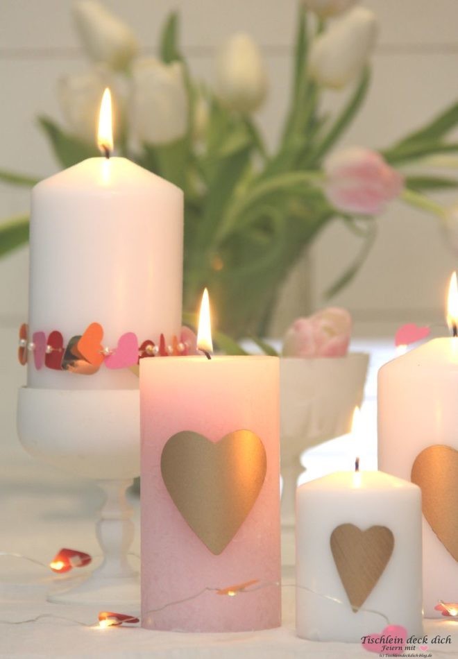 Romantische Kerzendekoration selber machen