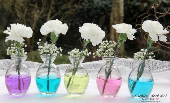 Blumendeko-mit-gefaerbten-Wasser