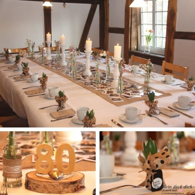 Sendmoments-Tischdekoration zum 80. Geburtstag
