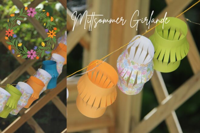 DIY-Bunte Laternen Girlande aus Papier für die Mittsommernacht 