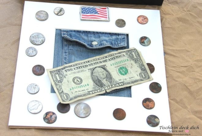 Geldgeschenk fuer USA Reisende, Dollar und Pennys
