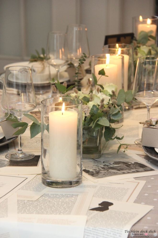 Tischdekoration im Vintagestyle zur Hochzeit