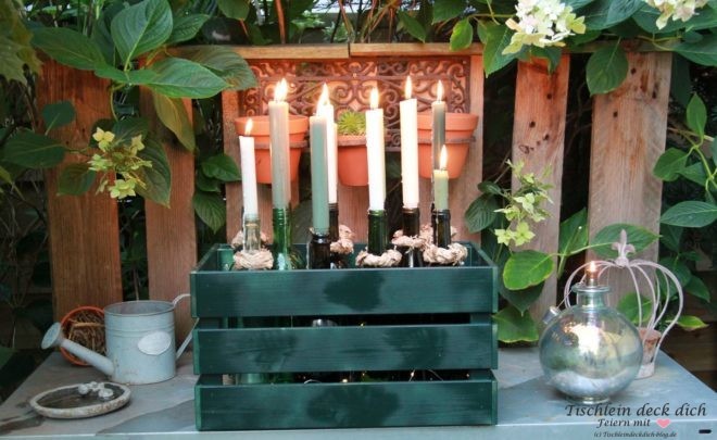 DIY mit Weinflaschen, romantische Kerzendekoration