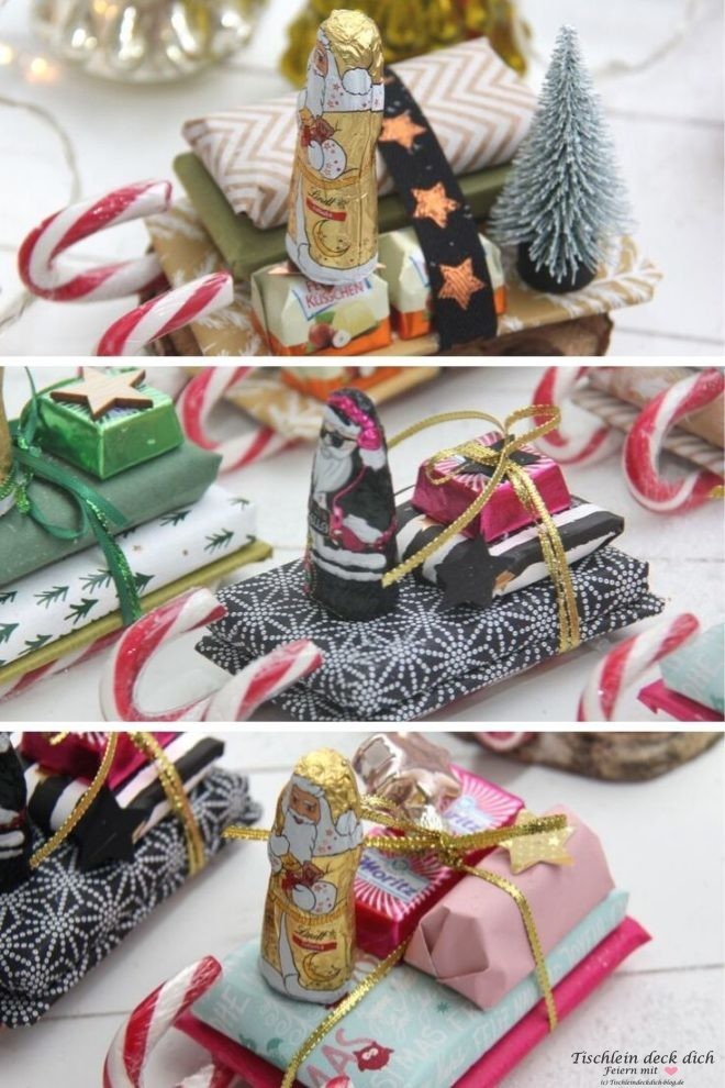 Nikolausgeschenk basteln mit Zuckerstangen
