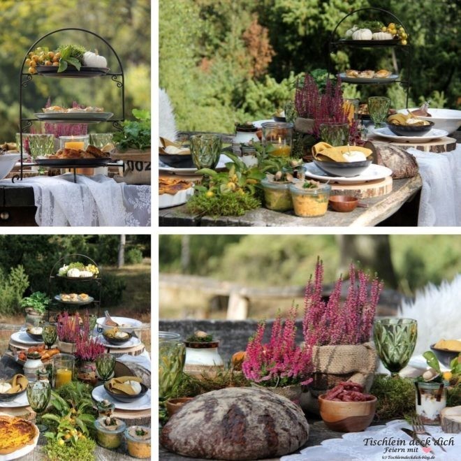 Picknick im Wald herbstlich dekoriert