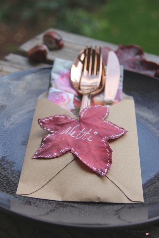 herbstliche Bestecktasche DIY