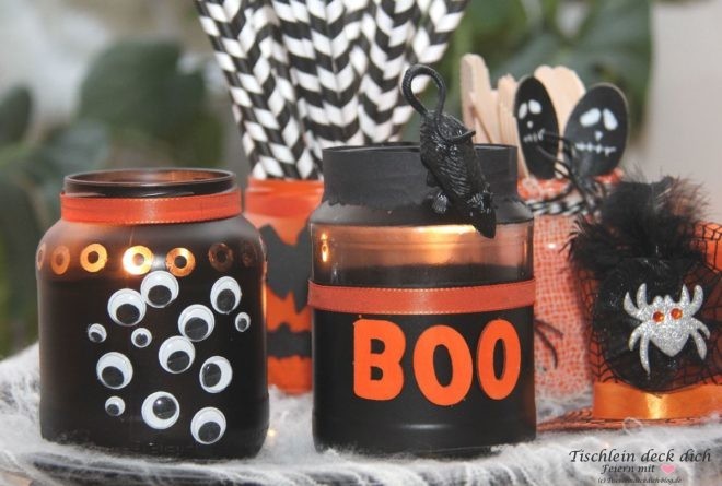 Halloween Gläser basteln für die Halloween Party