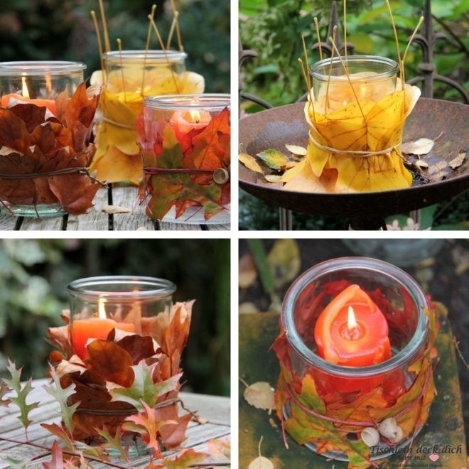 Windlichter herbstlich dekorieren