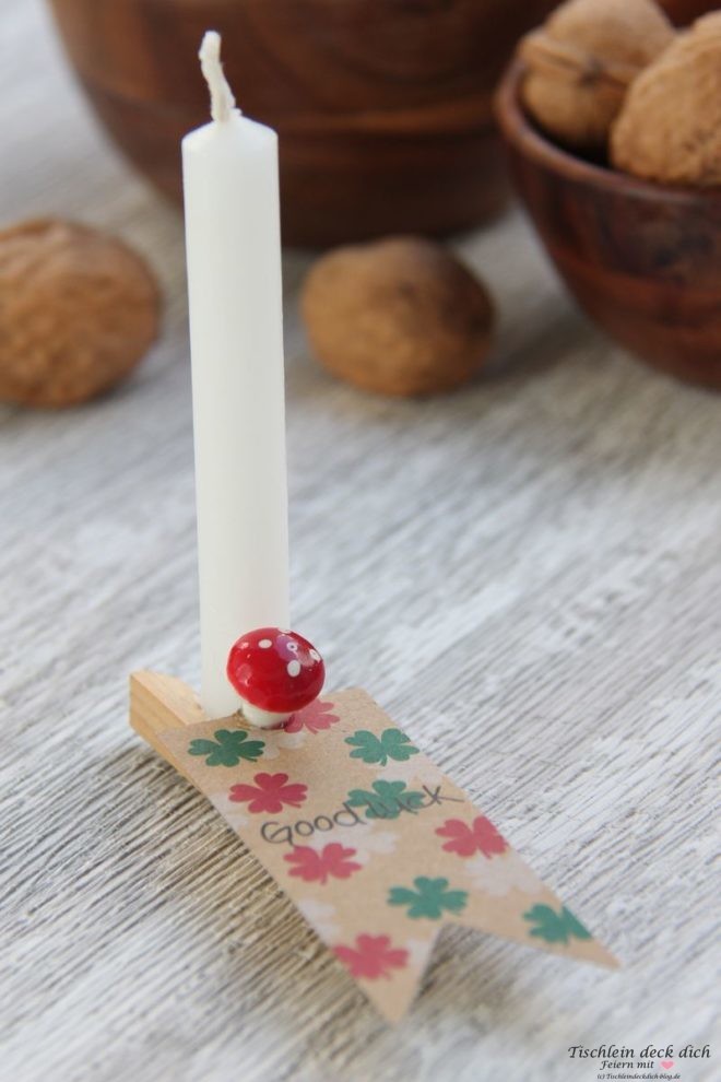 DIY viel Glueck mit Kerze