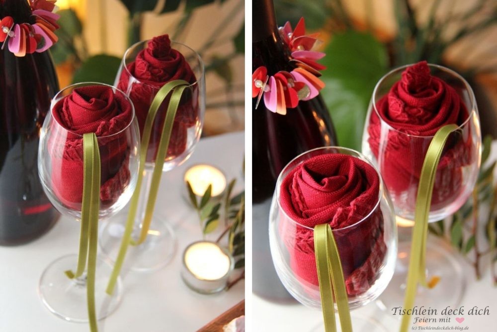 Servietten für den Valentinstag