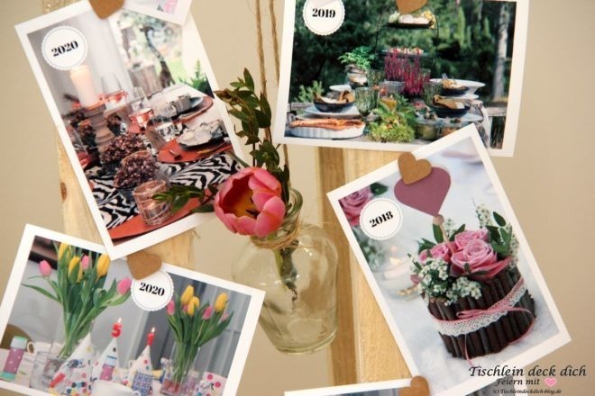 Tischlein deck dich Blog Geburtstag Bilderwand auf Holzpalette
