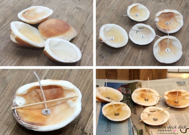 Maritime_Kerzendeko, DIY mit Muscheln