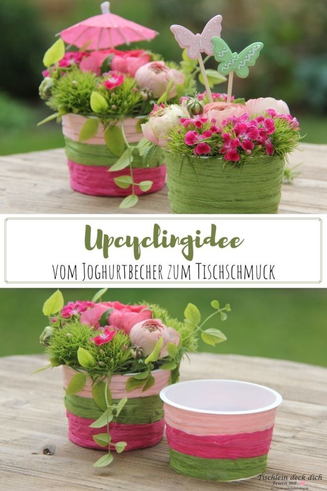 Upcyclingidee mit Joghurtbechern
