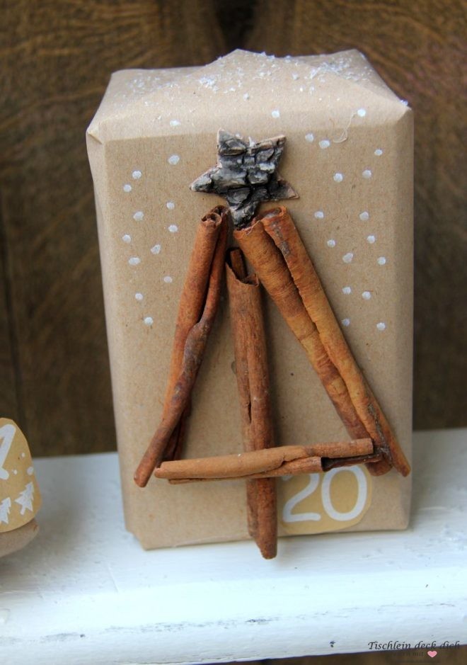 Adventskalender basteln nachhaltig mit natürlichen Materialien