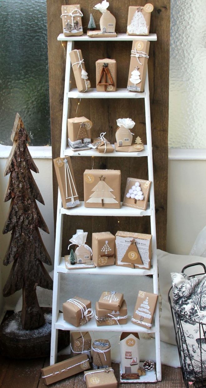 Adventskalender basteln im Naturlook
