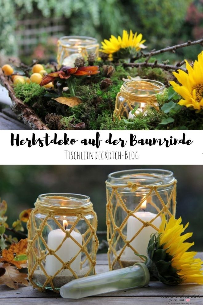 Baumrinde herbstlich dekorieren