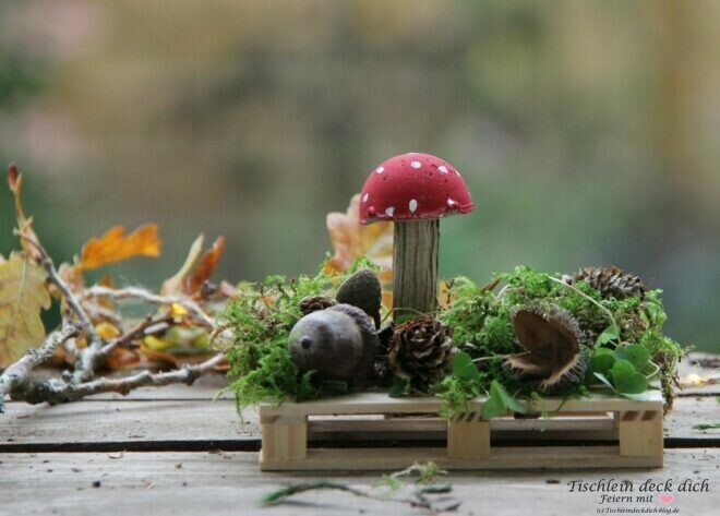 DIY kleine Betonpilze für die Herbstdeko
