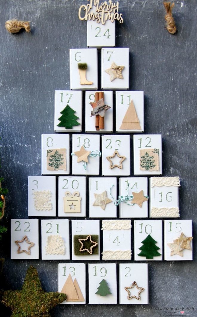 Adventskalender aus Streichholzschachteln