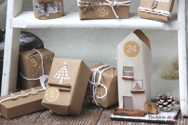 Adventskalenderdorf basteln aus Tetrapak
