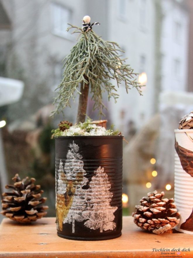 winterliche Deko basteln, eine Upcyclingidee