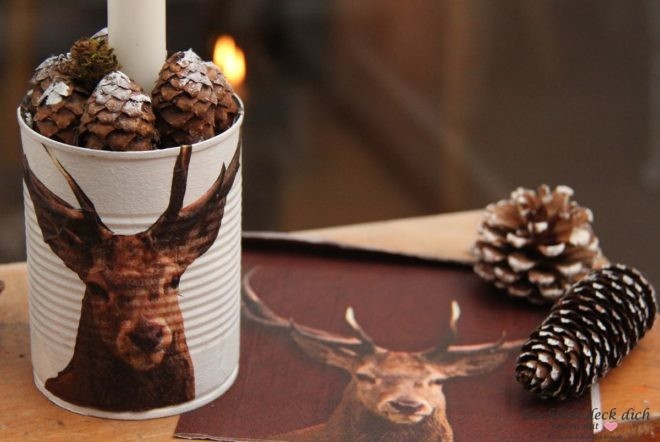 mit Serviettentechnik basteln für den Winter