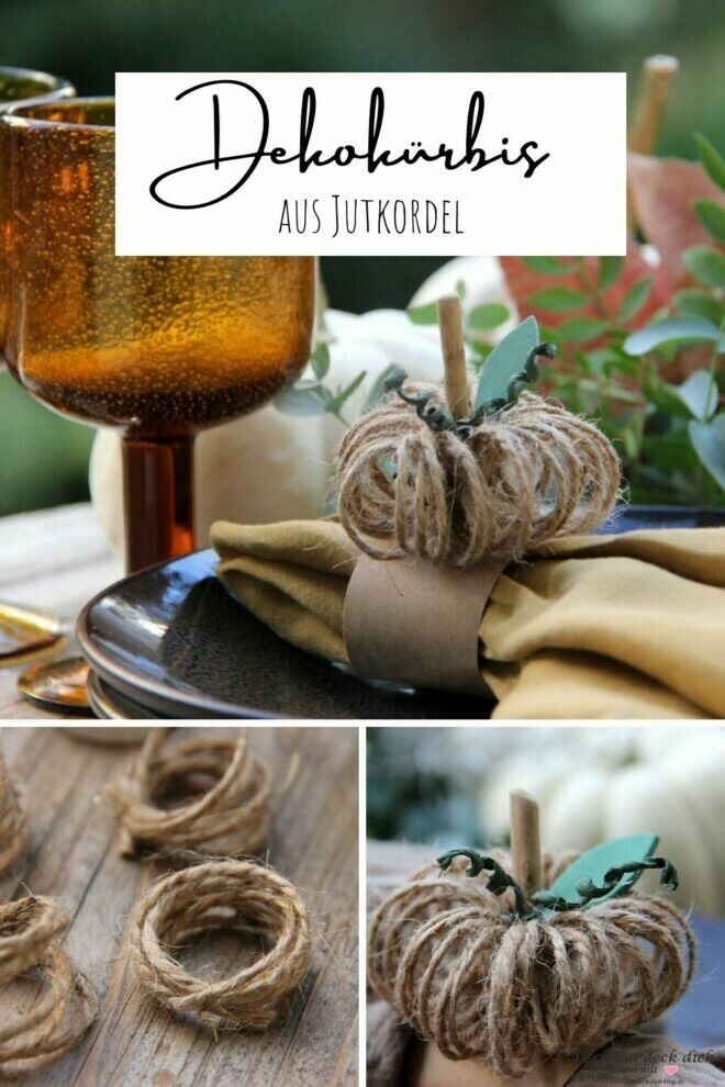 Pinterest Kleine Dekokürbisse aus Jutekordel