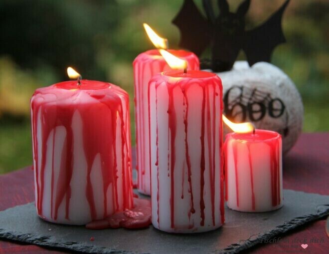 Blutige Halloween Kerzen selber machen