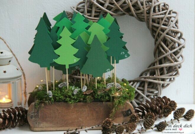 Adventskalender Tannenbäume DIY