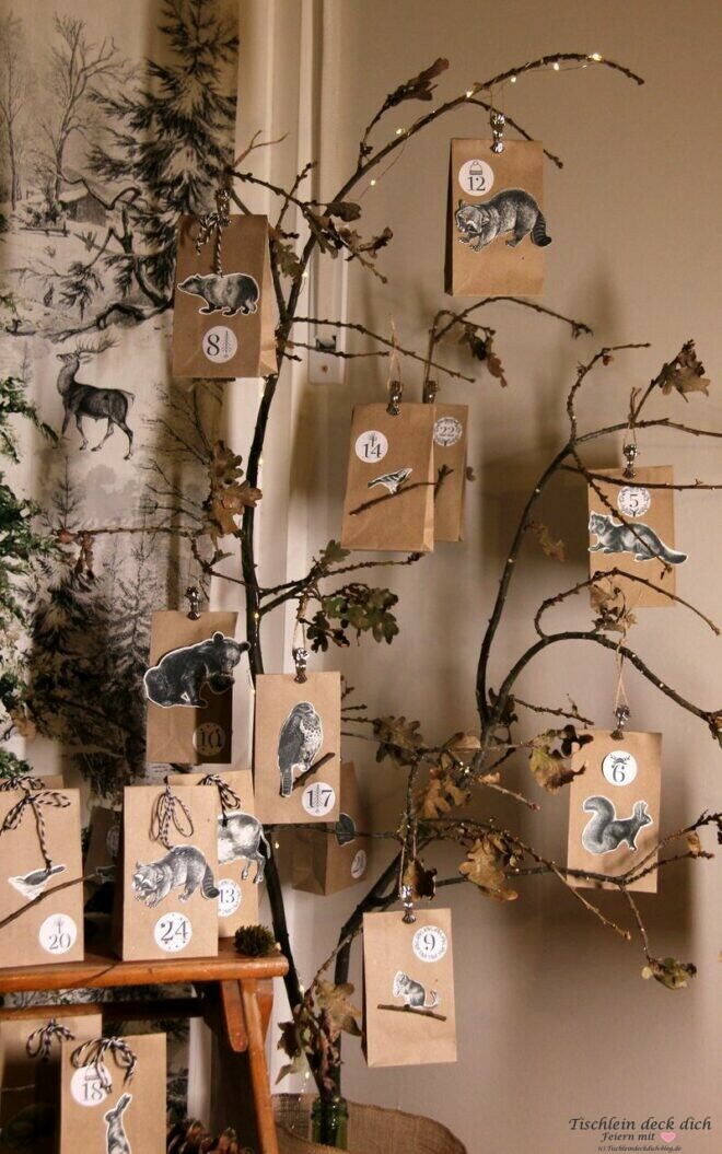Adventskalender natürlich dekoriert