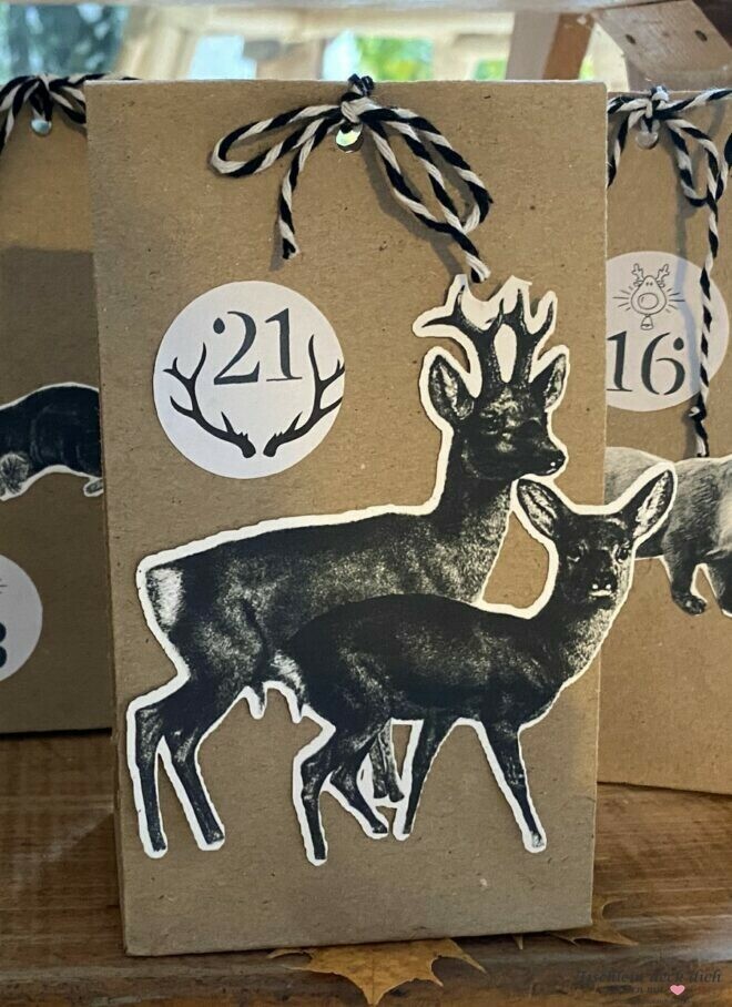 Adventskalender basteln mit Tieren aus dem Wald