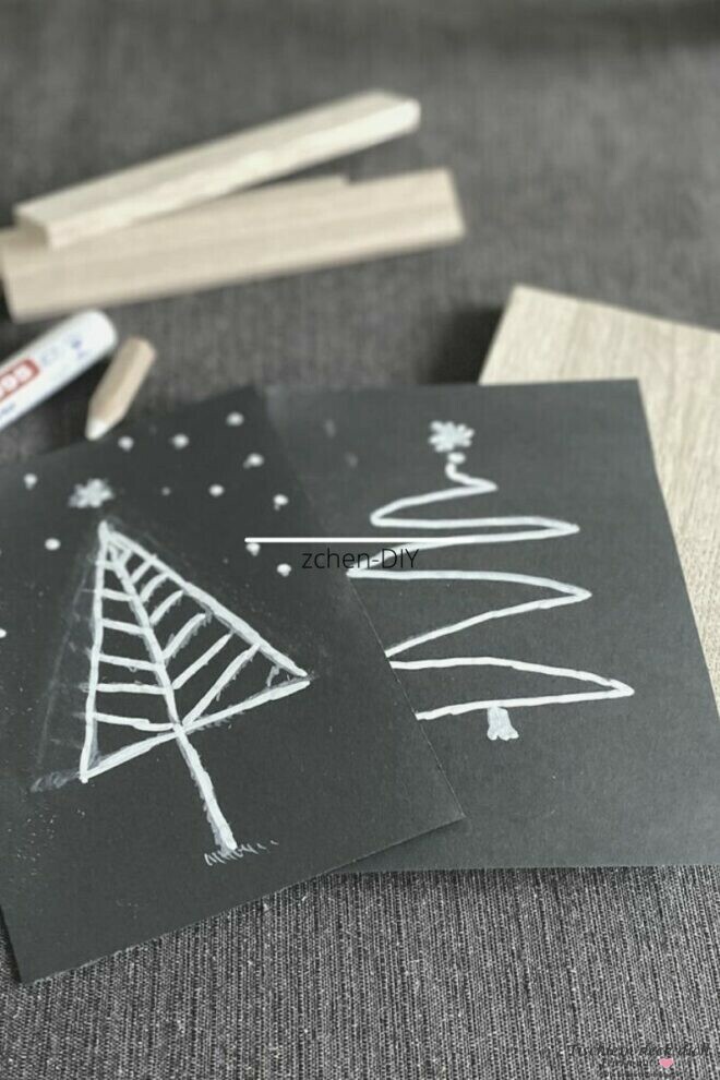 Klötzchen DIY mit weihnachtlichen Tannenbäumen
