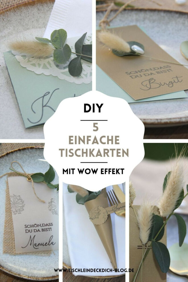 Pinterest Pin für einfaches Tischkarten DIY