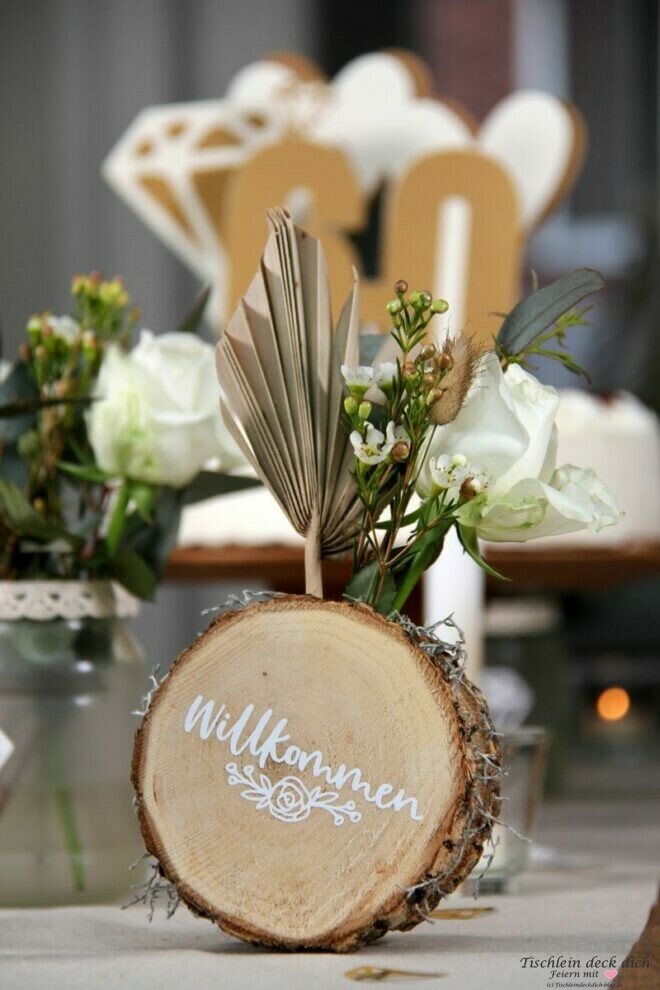 Tischdeko zur Diamant Hochzeit
