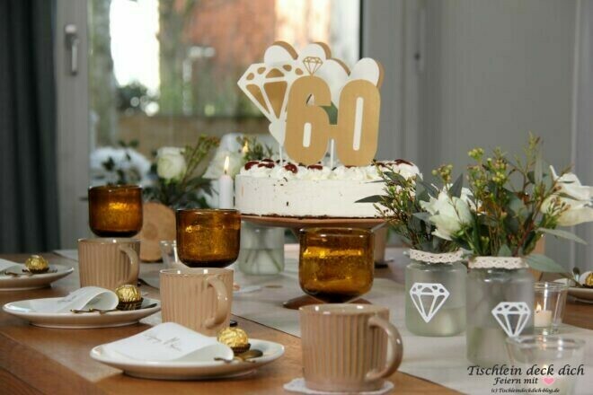 Tischdeko zur Diamant Hochzeit