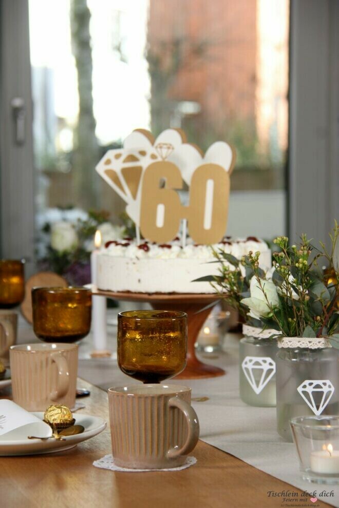 Tischdeko zur Diamant Hochzeit