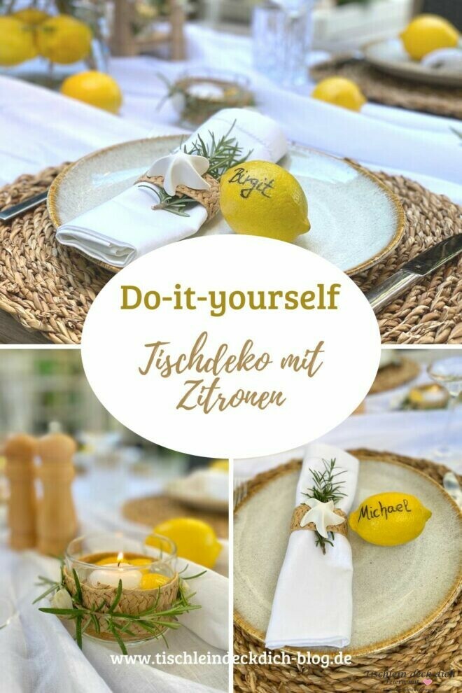 Pinterest PIN Tischdeko mit Zitronen