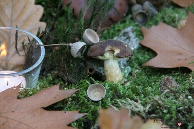 Steinpilz in der Tischdekoration