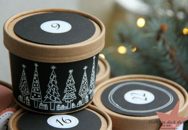 Adventskalender DIY aus Bechern