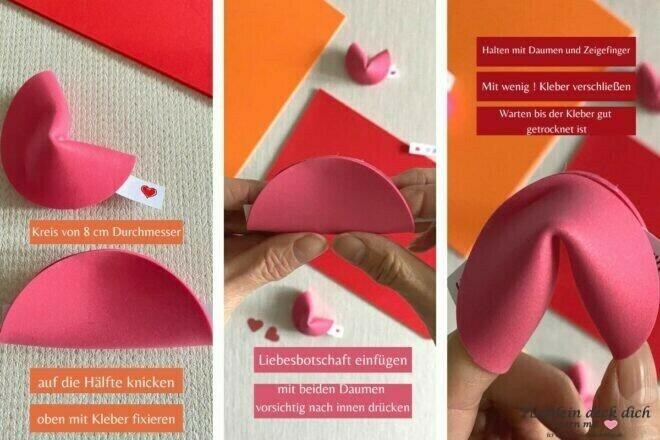 Glueckskekse basteln zum Valentinstag Anleitung
