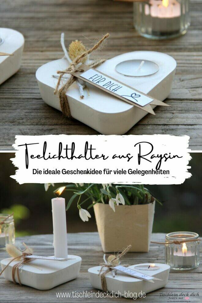Pinterest PIN für Kerzenhalter in Herzform aus Raysin