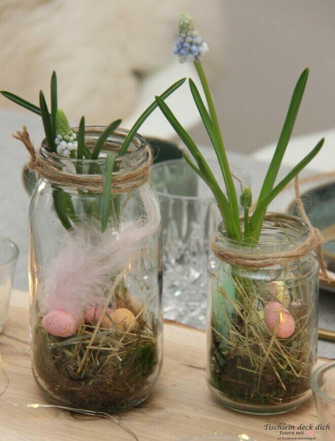 Tischdekoideen für das Osterfruestueck