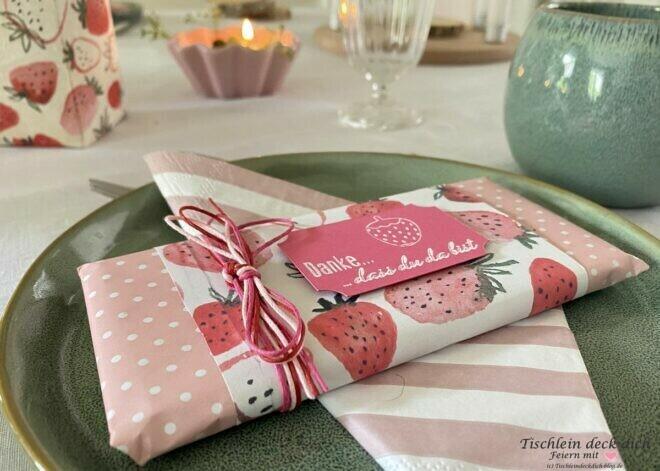 Gastgeschenk mit Erdbeeren