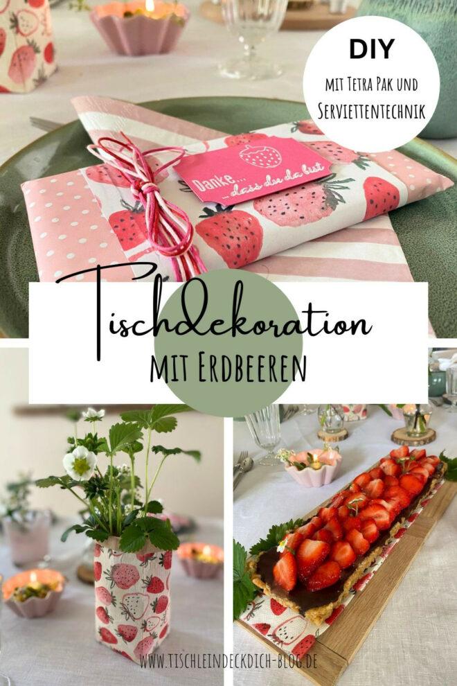 Pinterest Pin mit Erdbeeren dekorieren