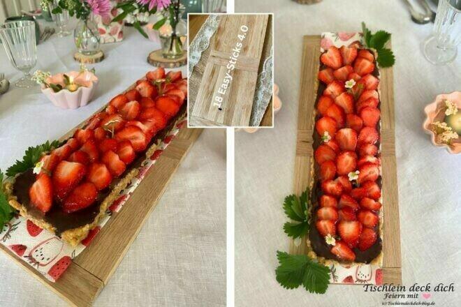 Erdbeertarte backen in Tarteform rechteckig mit Hebeboden