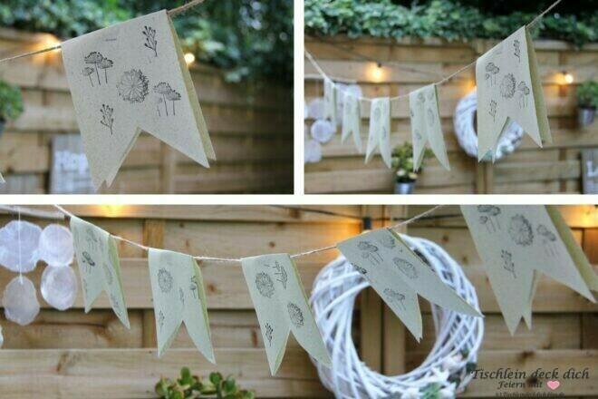 Wimpelgirlande DIY aus Graspapier